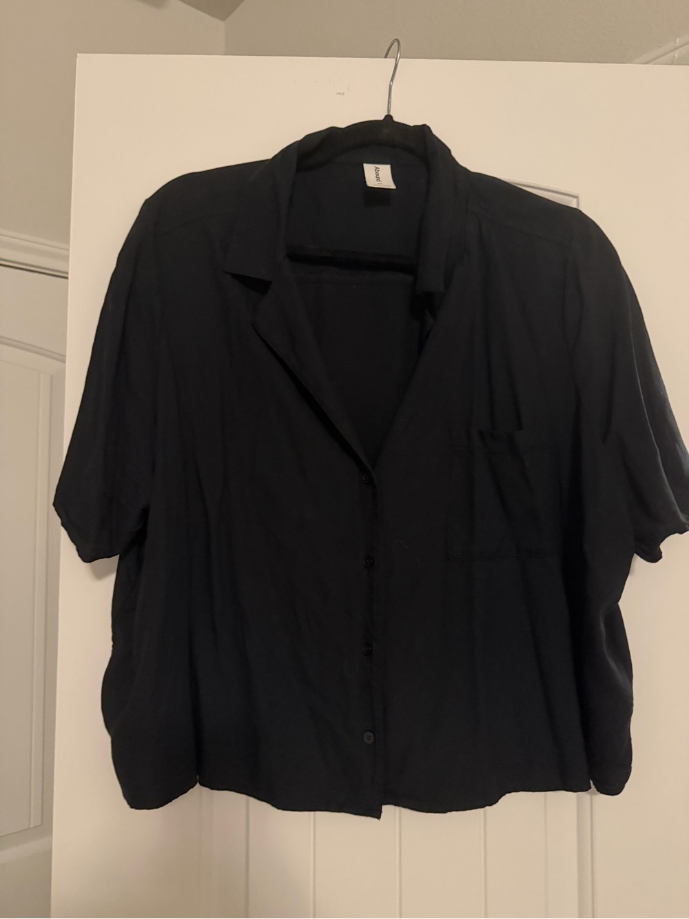 Abound Black Short-Sleeve Button Front Blouse